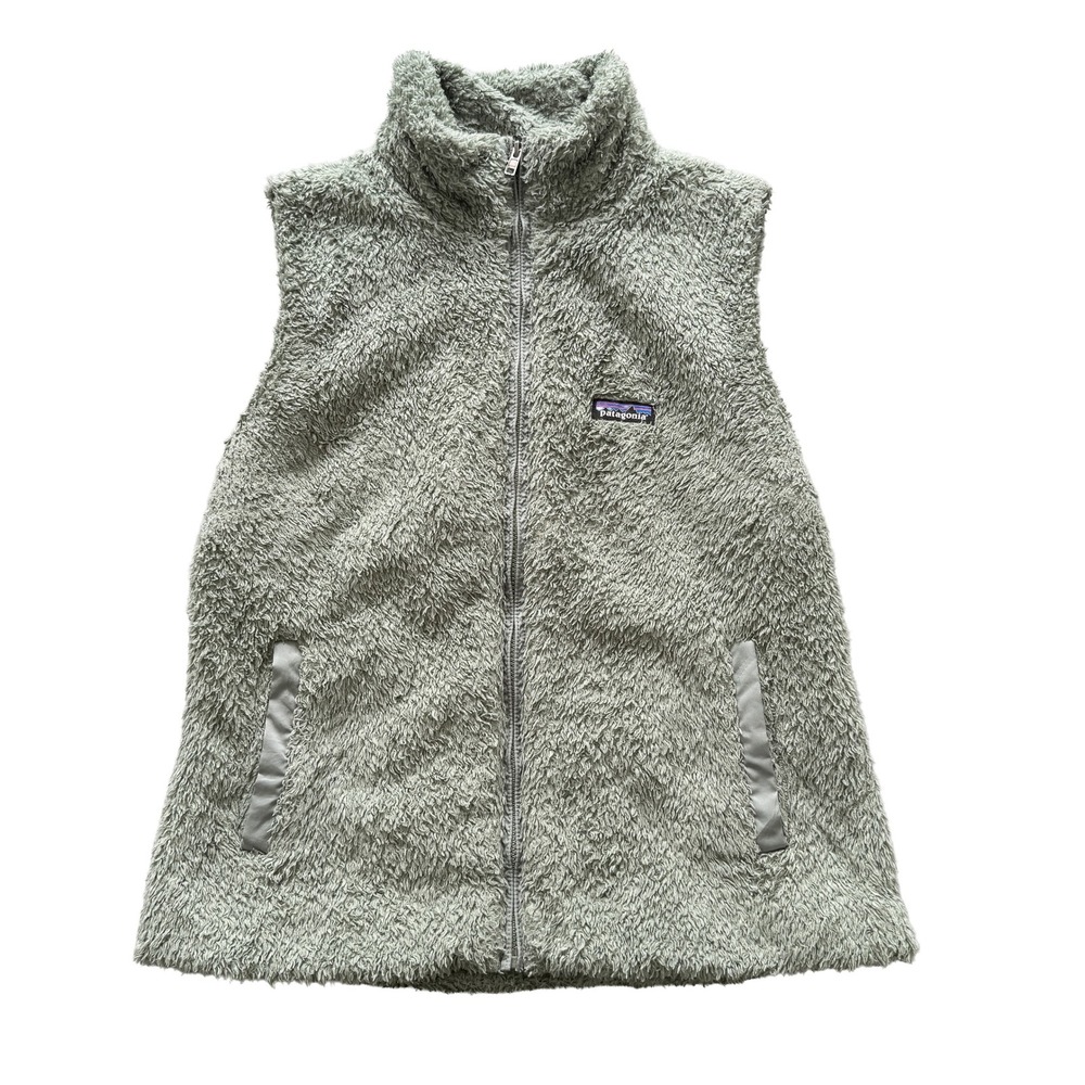 Patagonia Los Gatos Fleece Vest Womens XL Sage Green Full Zip High Pile P-6 Logo